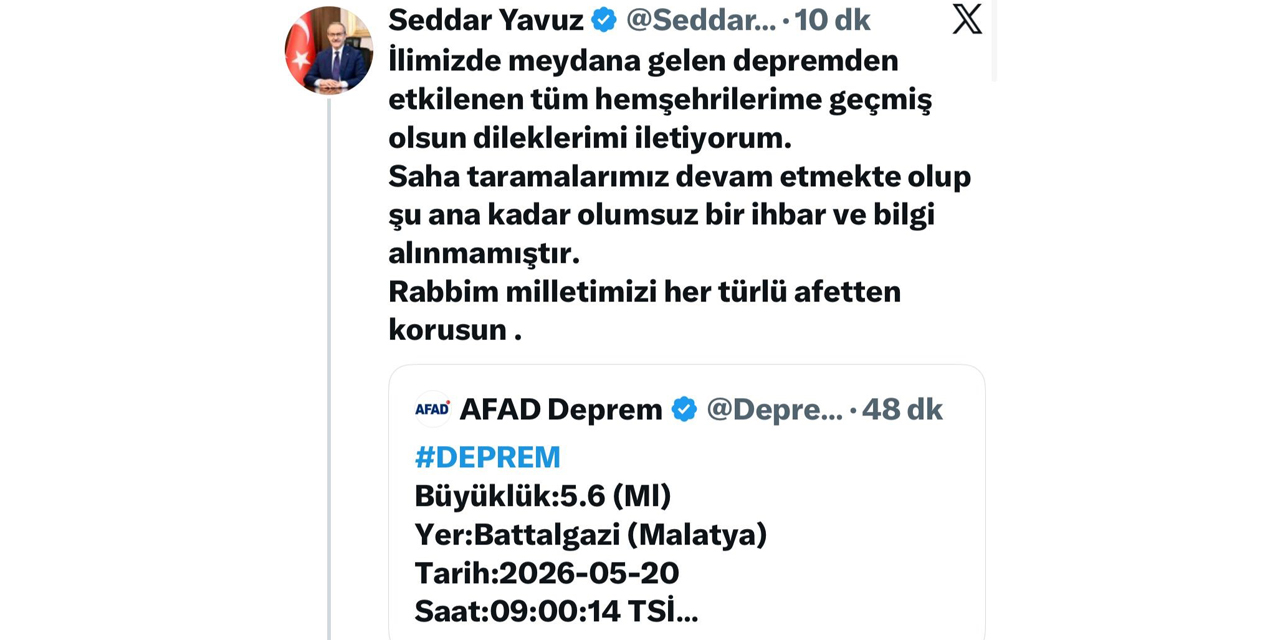 Malatya Valisi Yavuz’dan deprem açıklaması
