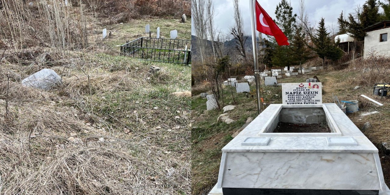 Artvin’de şehit mezarları yenilenerek bakıma alındı