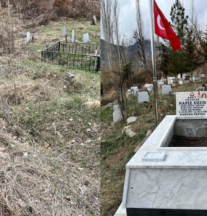 Artvin’de şehit mezarları yenilenerek bakıma alındı