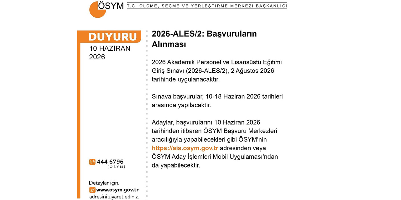 ALES başvuruları başladı