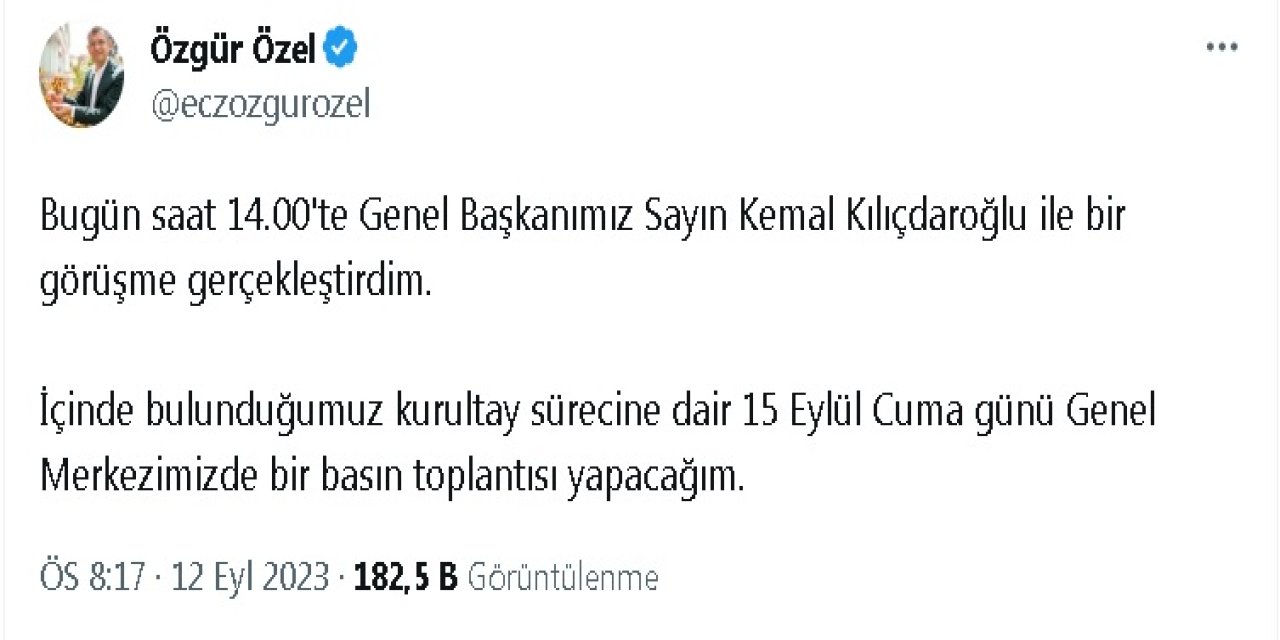 Chp'li Özel: Kurultay Sürecine Dair Cuma Günü Basın Toplantısı Yapacağım
