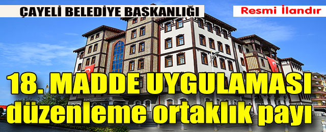 18.Madde Uygulaması Düzenleme Ortaklık Payı
