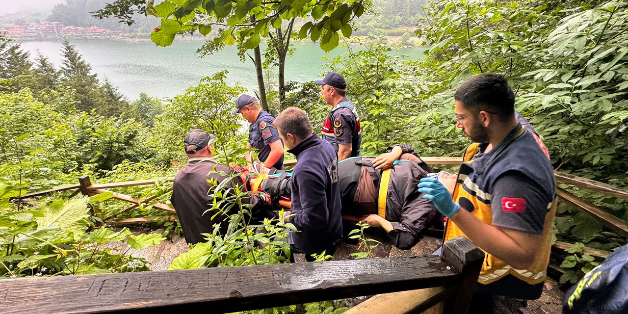 Uzungöl'de seyir terasından araç uçtu: 2 Arap turist yaralı