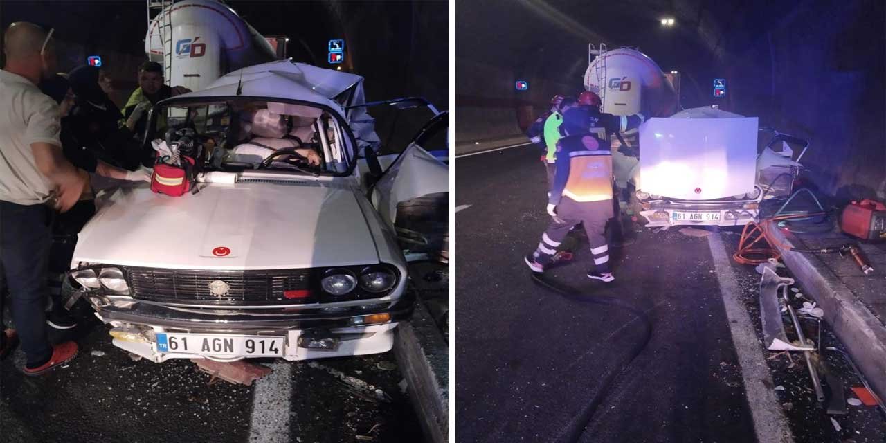 Yeni Zigana Tüneli'nde tır otomobile arkadan çarptı: 1ölü, 2 yaralı