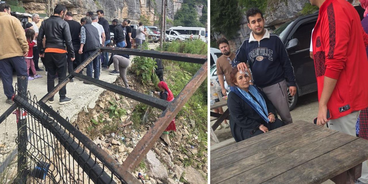 Trabzon Çal Mağarası önündeki korkuluklar kırıldı, 2 turist yamaçtan düşerek yaralandı