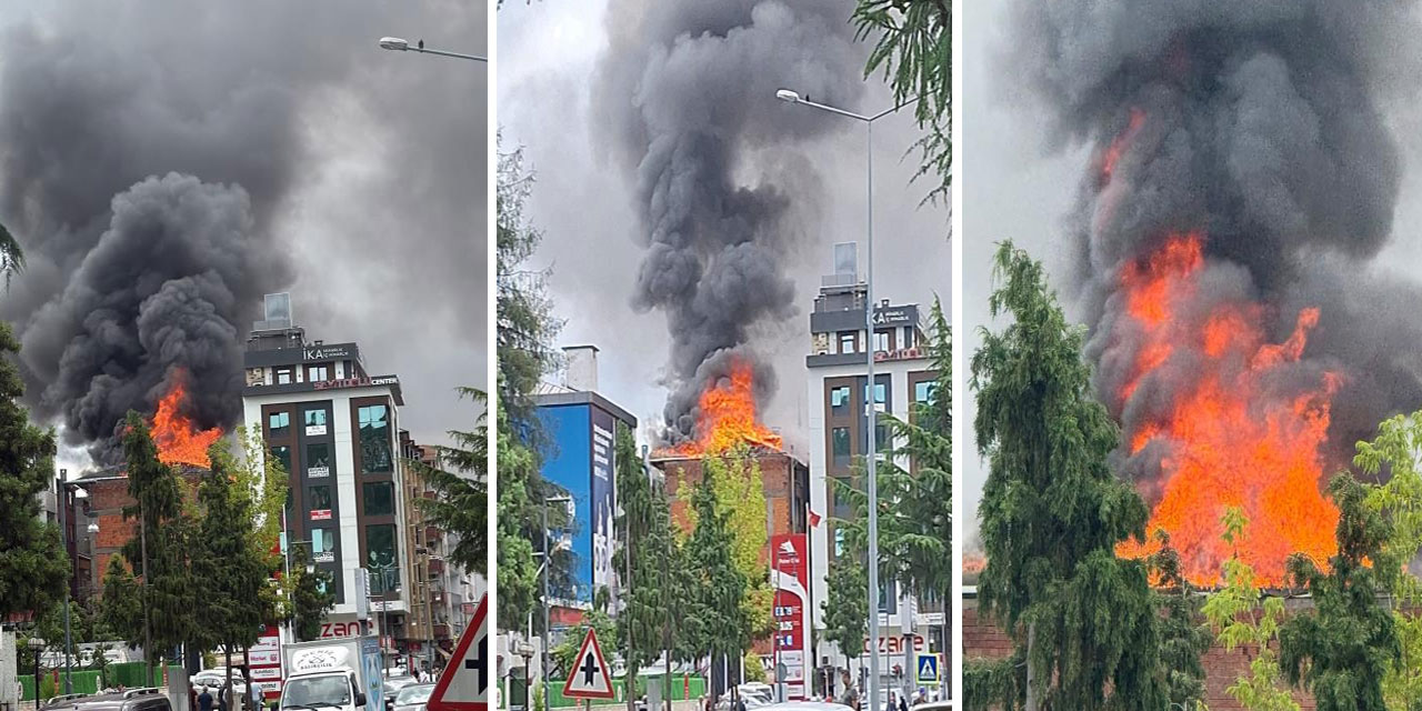 Trabzon'un Araklı ilçesinde 5 katlı binada çatı yangını