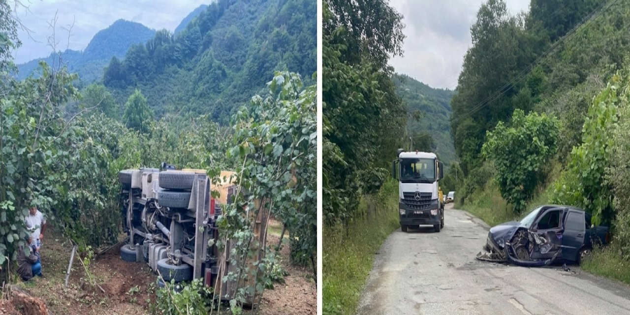 Ordu'da çakıl yüklü kamyon ile otomobil çarpıştı: 2 yaralı