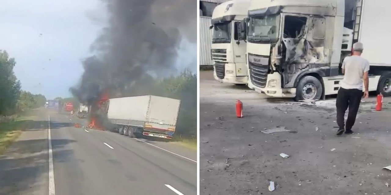 Rusya-Belarus sınırında tırlara dron saldırısı: Türk tırcılar dehşet anlarını kaydetti