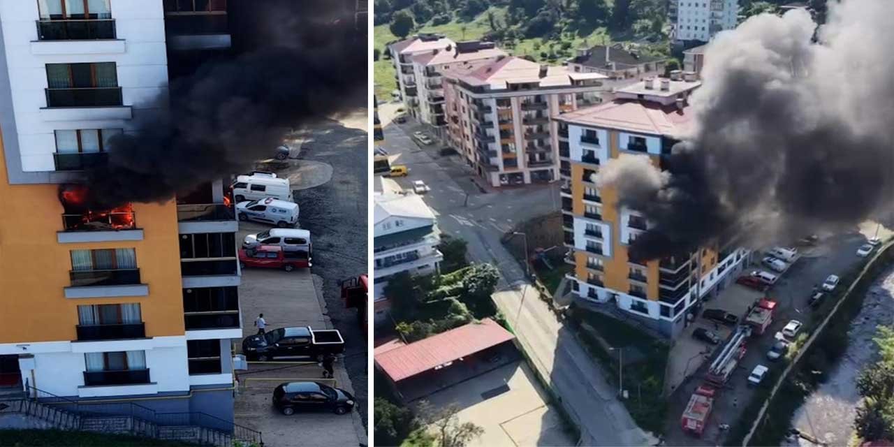 Rize'de 10 katlı apartmanın 4. katında çıkan yangın korkuttu
