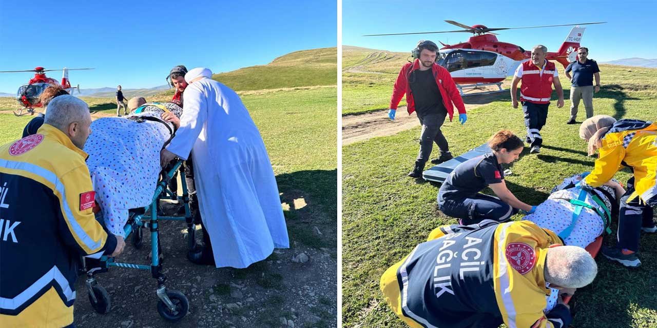 Trabzon'daki Eğrisu Yaylası'nda düşerek yaralanan hasta, ambulans uçakla Kanuni Eğitim ve Araştırma Hastanesi'ne getirildi
