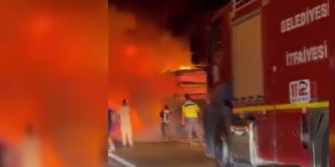 TEM Otoyolu'nda yolcu otobüsü alev topuna döndü