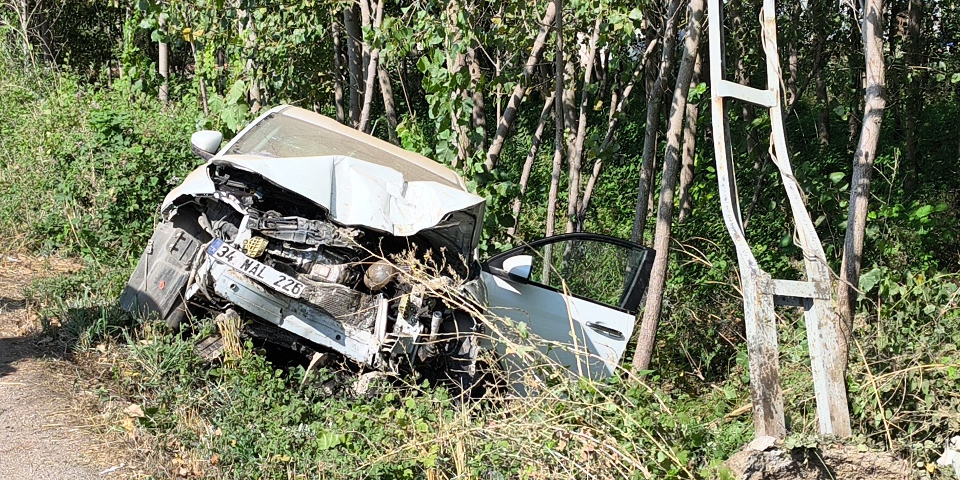 Tokat'ta otomobil elektrik direğine çarptı: 1 ölü, 1 yaralı