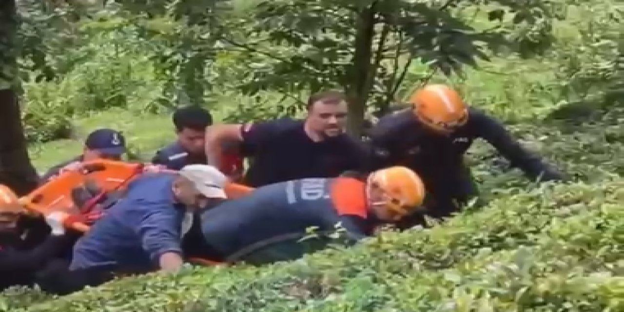 Rize'de Çay Bahçesinde Yuvarlanan Kadını AFAD  Kurtardı