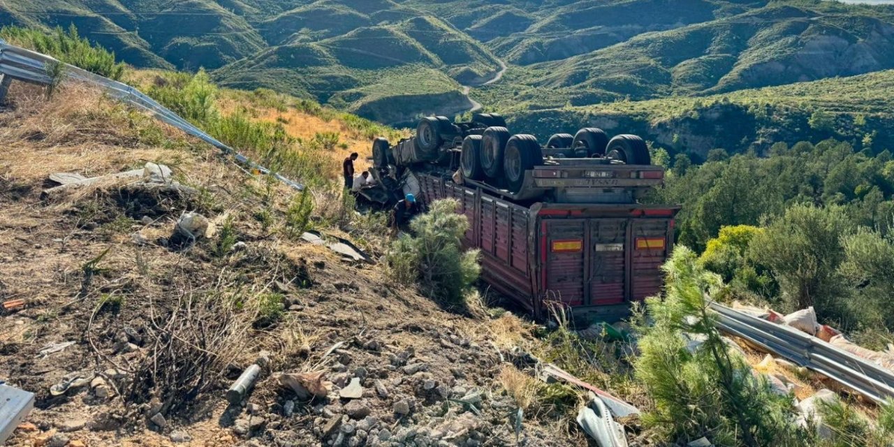 Yem yüklü tır şarampole yuvarlandı: 1 ölü