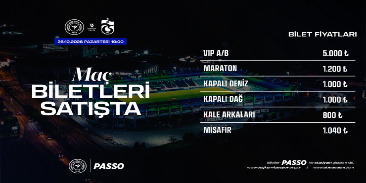 Çaykur Rizespor - Trabzonspor maçının biletleri satışa çıktı!