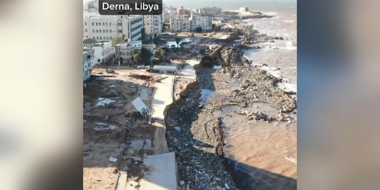 Libya Kızılayı, Sel Sonrası Oluşan Enkazı Böyle Görüntüledi