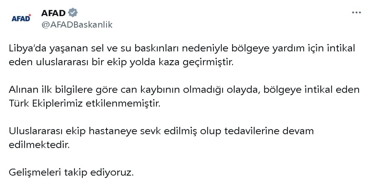 Libya'ya Yardım İçin Giden Uluslararası Ekip Kaza Geçirdi
