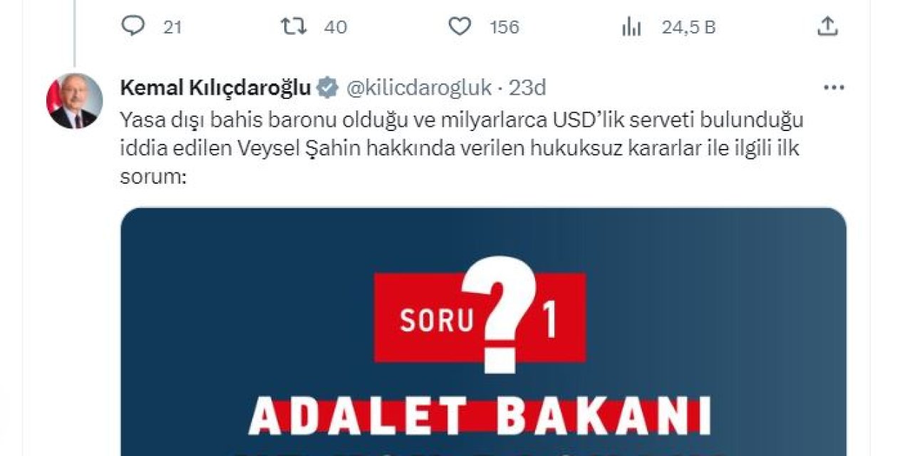 Kılıçdaroğlu'ndan 'Veysel Şahin' Paylaşımı