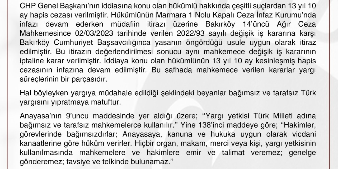 Adalet Bakanlığı: Kılıçdaroğlu'nun İddiaları Gerçeği Yansıtmamaktadır