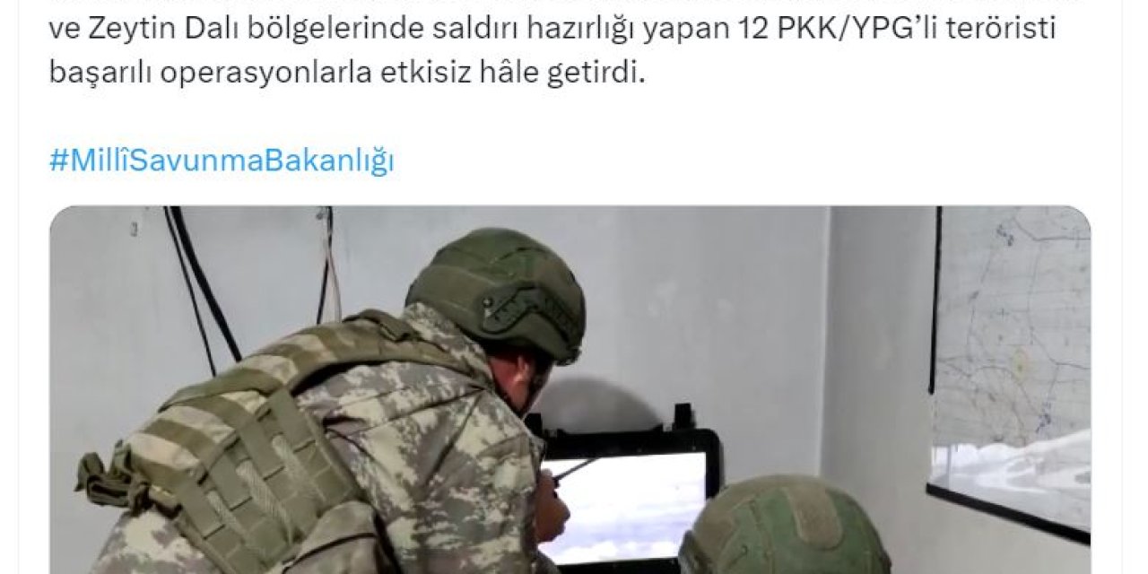 Msb: 12 Terörist Etkisiz Hale Getirildi