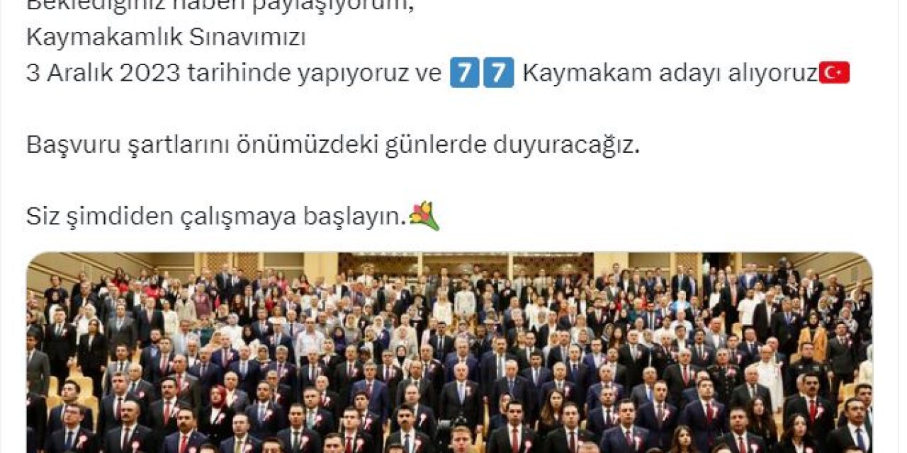 Bakan Yerlikaya: 77 Kaymakam Adayı Alıyoruz