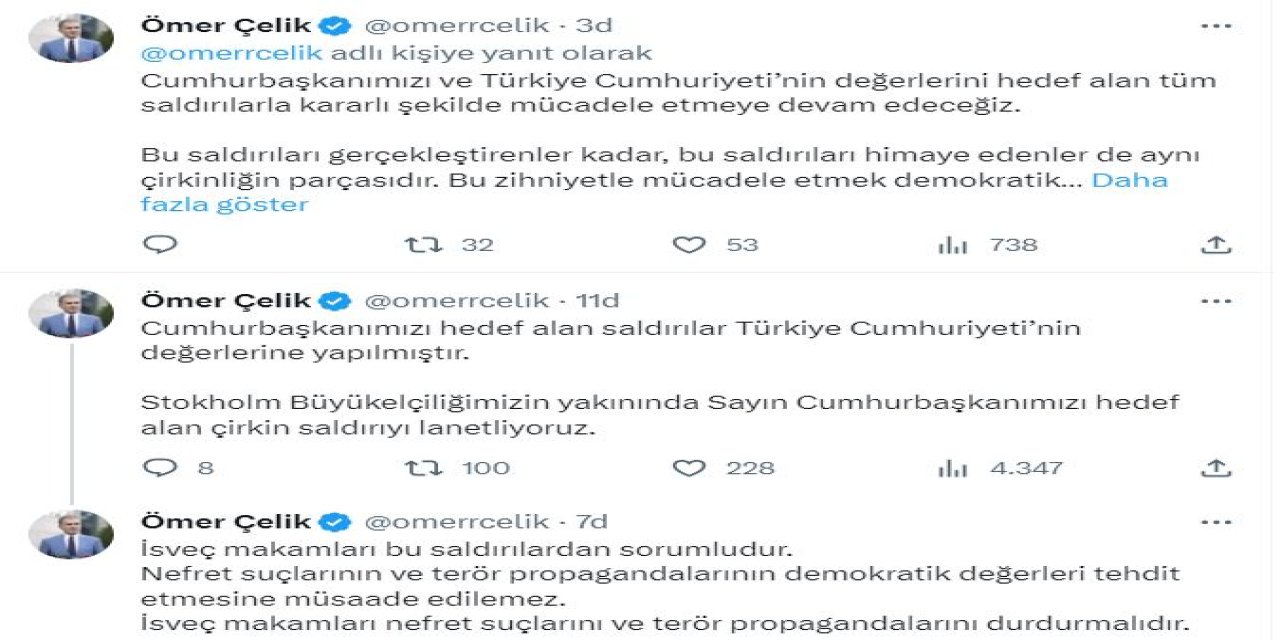 Ak Parti'li Çelik: İsveç Makamları Bu Saldırılardan Sorumludur