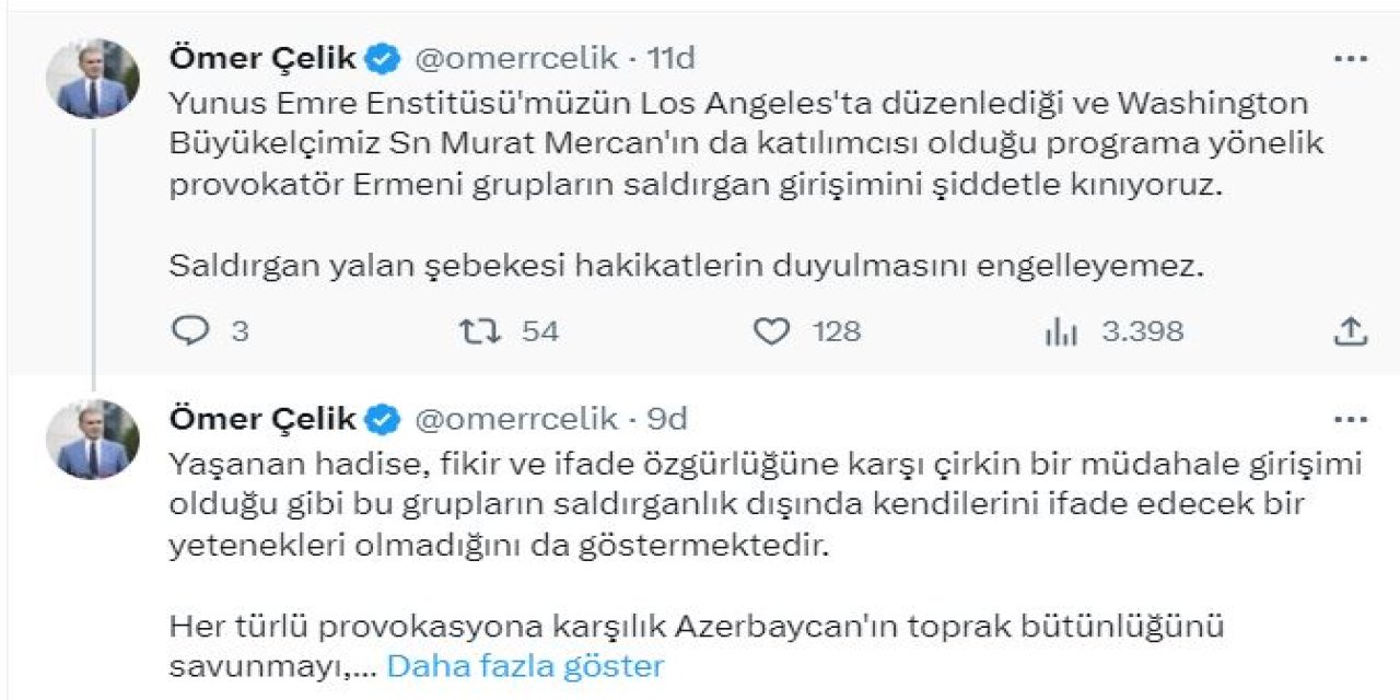 Ak Parti'li Çelik: Los Angeles'taki Provokatör Saldırgan Girişimi Kınıyoruz