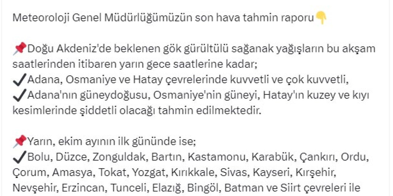 Bakan Özhaseki'den Yağış Uyarısı