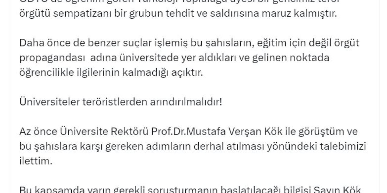 Kürşad Zorlu: Üniversiteler Teröristlerden Arındırılmalıdır