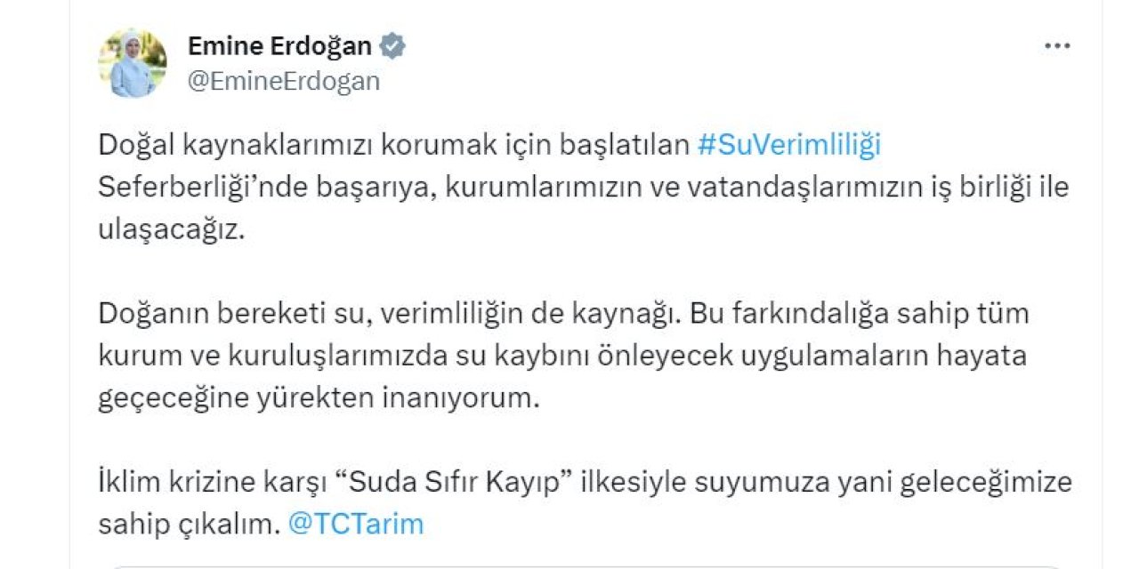 Emine Erdoğan: Suyumuza Sahip Çıkalım