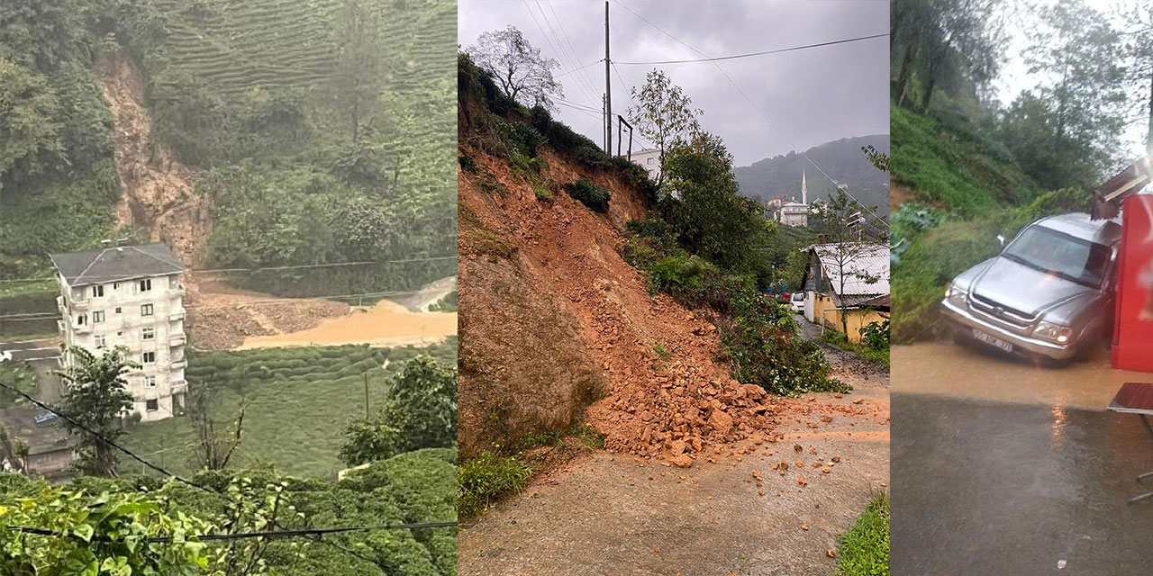 Rize'de Sağanak Yağış ! 23 Köy Yolu Ulaşıma Kapandı