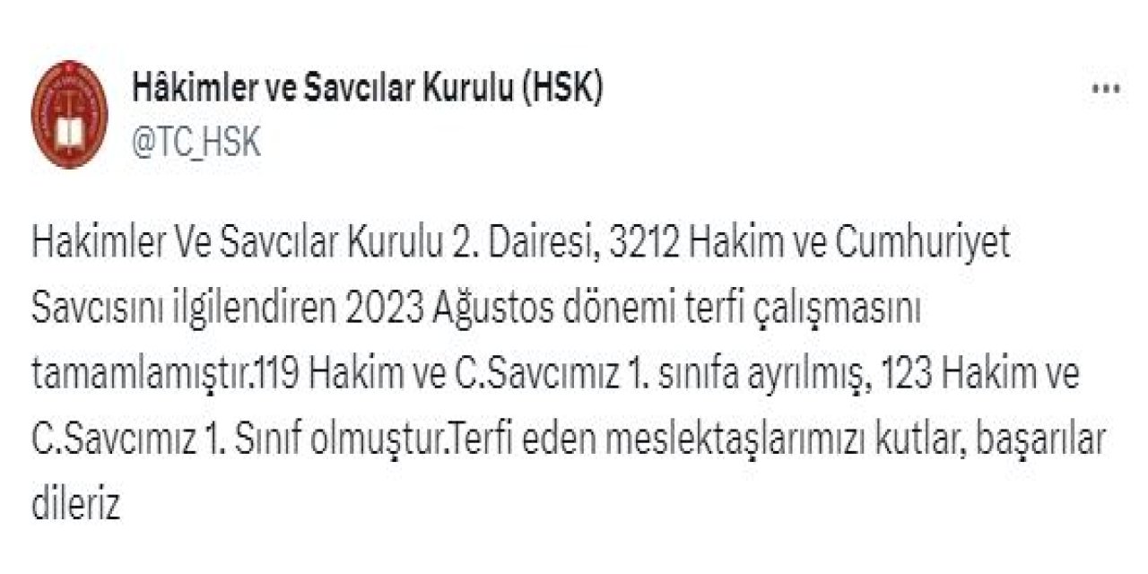 242 Hakim Ve Savcı Terfi Etti
