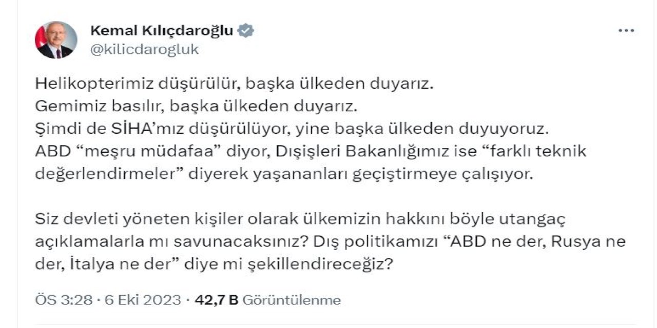 Kılıçdaroğlu: Ülkemizin Hakkını Böyle Utangaç Açıklamalarla Mı Savunacaksınız