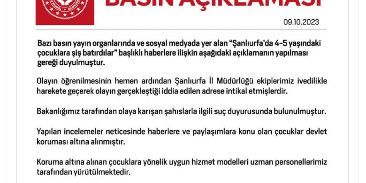Şanlıurfa'da Şiş Batırılan Çocuklar Devlet Korumasına Alındı