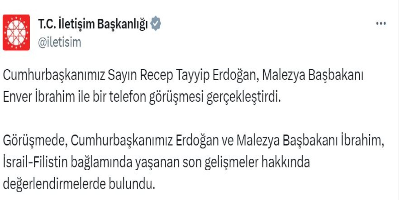 Erdoğan, Malezya Başbakanı İbrahim İle Telefonda Görüştü