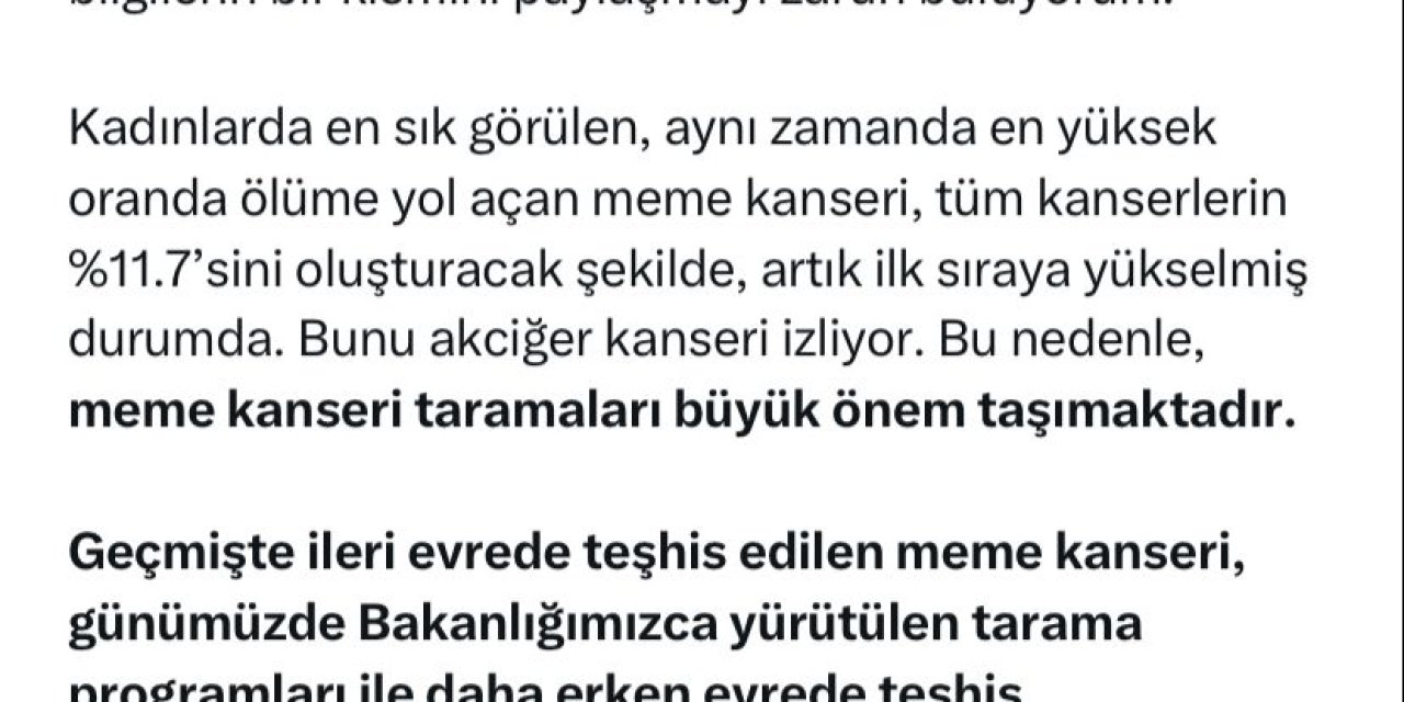 Bakan Koca: Meme Kanseri Artık İlk Sıraya Yükselmiş Durumda