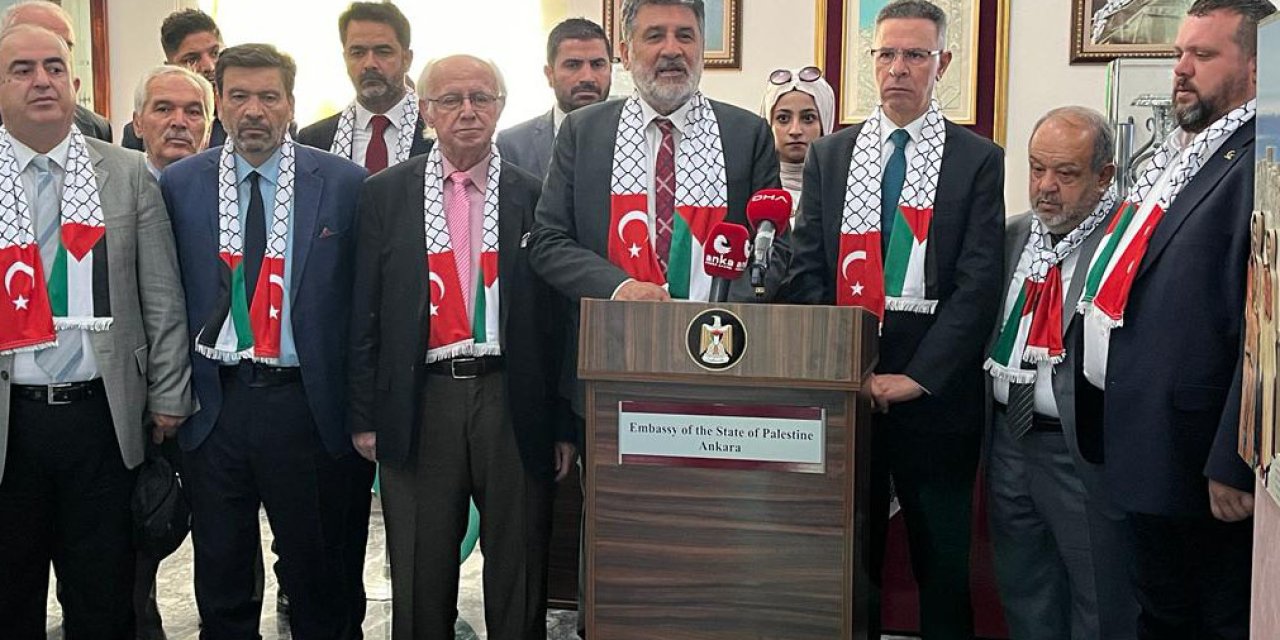 Milli Yol Partisi Lideri Çayır, Filistin Büyükelçiliği’ni Ziyaret Etti