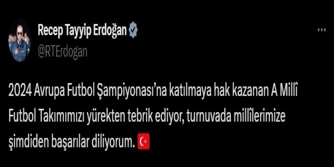 Cumhurbaşkanı Erdoğan'dan A Milli Futbol Takımı'na Tebrik Mesajı (2)
