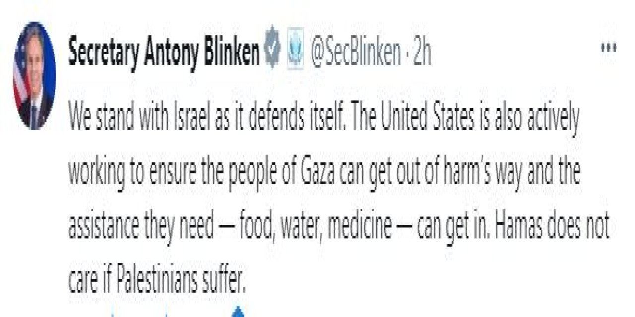 Blinken: Gazze Halkının İhtiyaçları İçin Çalışıyoruz