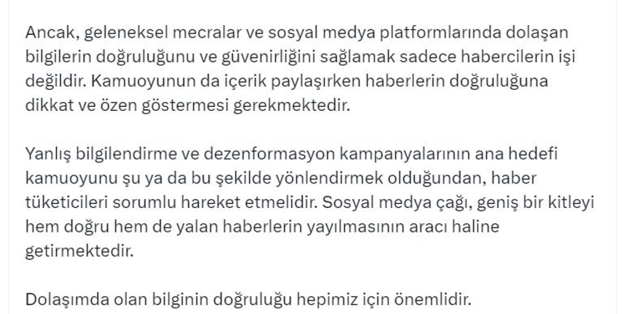 İletişim Başkanı Altun: Kamuoyu Yanlış Bilgiyle Mücadele Etmeli