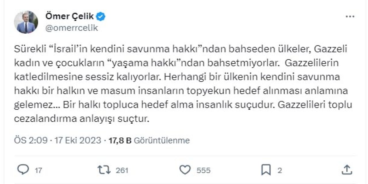 Ak Parti'li Çelik: Savaş Gemisi Göndermek Yeni Çatışmaları Kışkırtmaktır