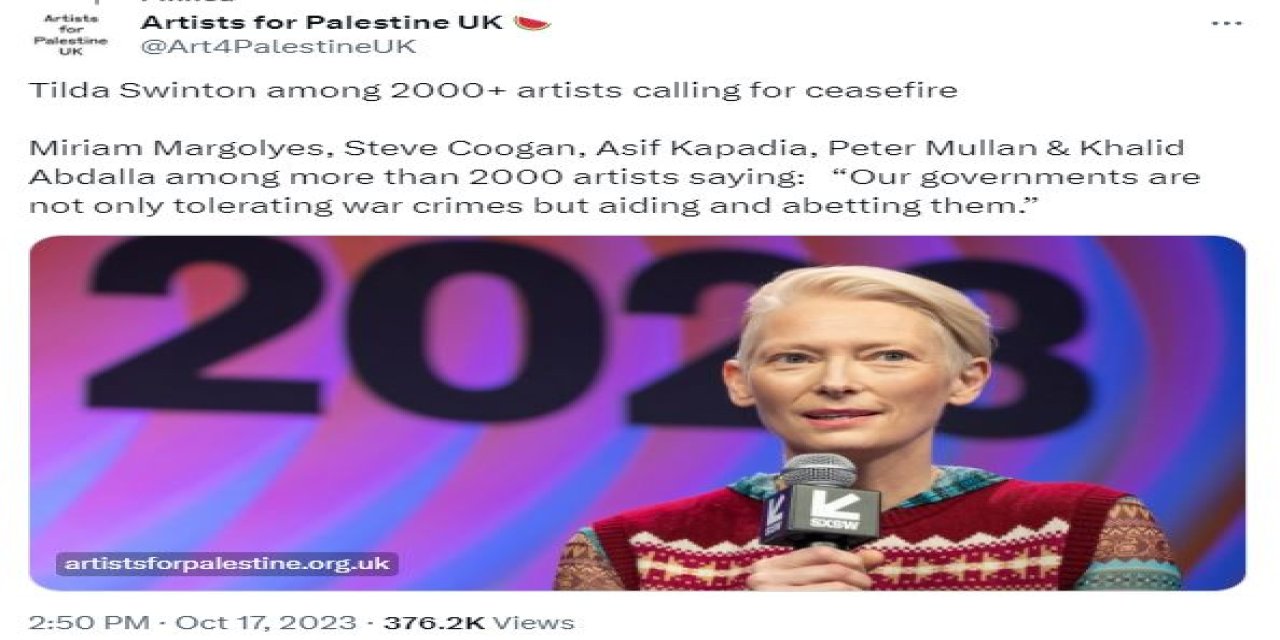 Sanatçılardan İşgal Altındaki Gazze’ye Destek Kampanyası