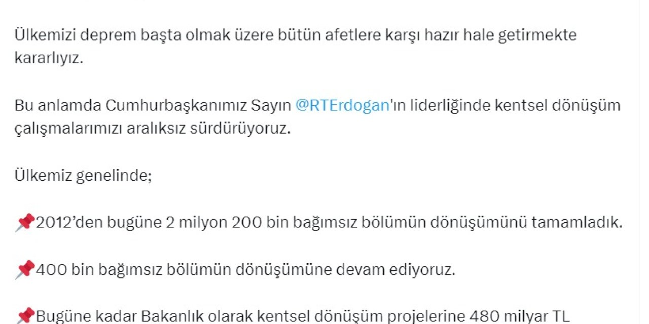 Bakan Özhaseki: 400 Bin Bağımsız Bölümün Dönüşümüne Devam Ediyoruz