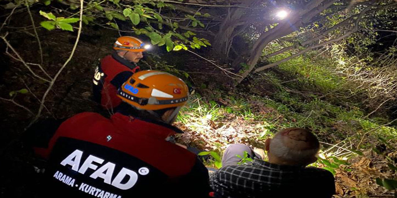 Rize'de kestane toplarken yaralanan 80 yaşındaki şahıs 3 saatlik çalışmanın ardından kurtarıldı
