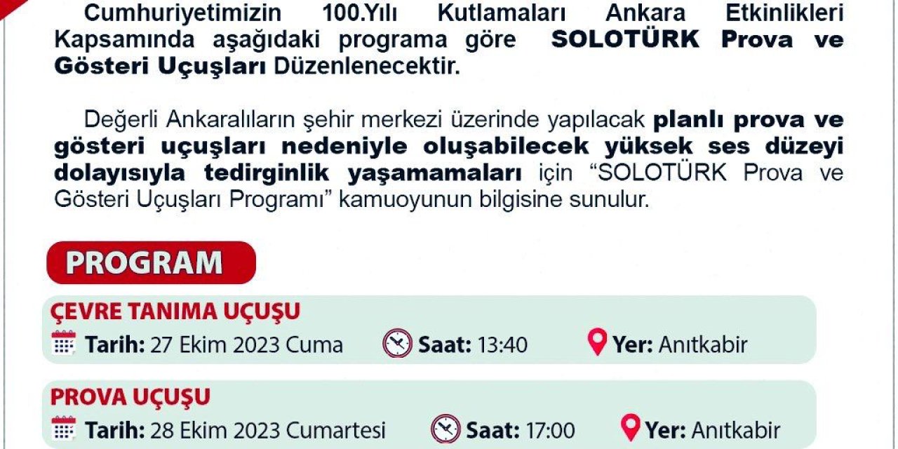 Solotürk'ten Ankara Semalarında 29 Ekim Provası