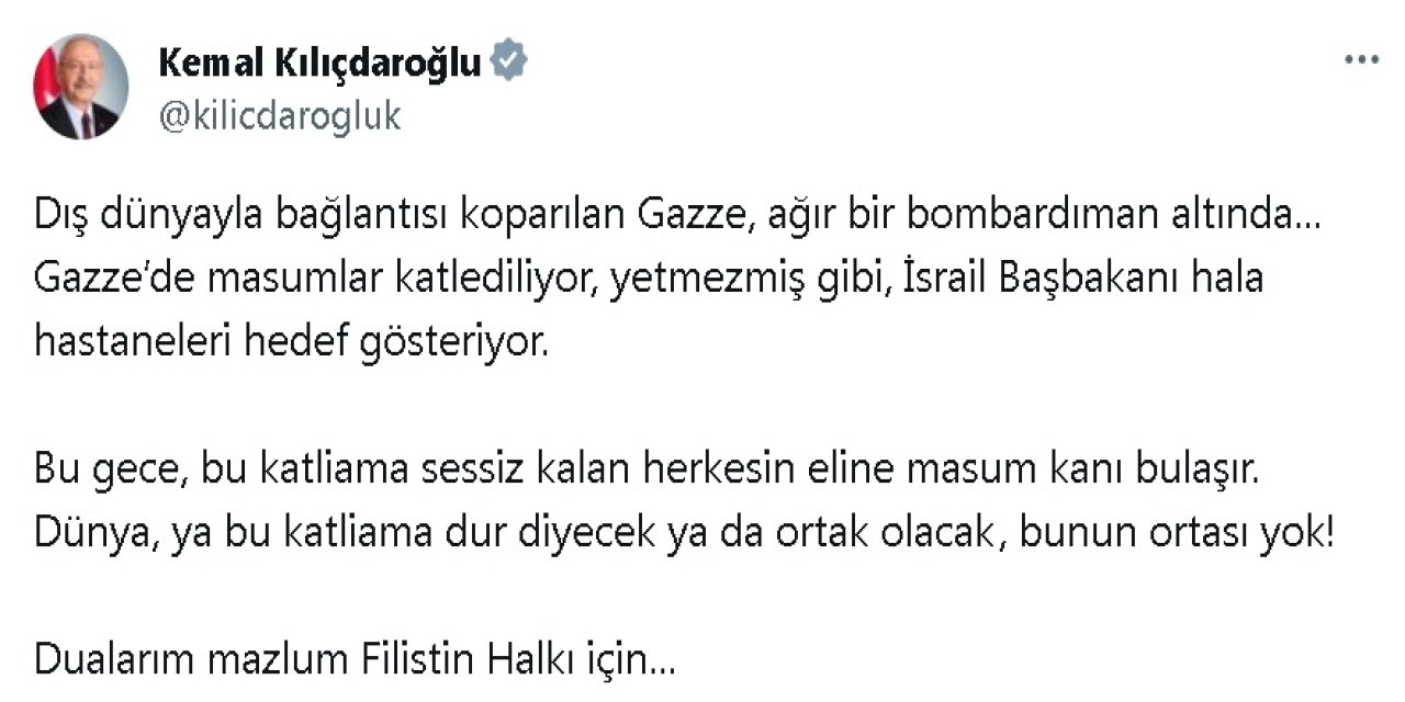 Kılıçdaroğlu: Bu Gece, Bu Katliama Sessiz Kalan Herkesin Eline Masum Kanı Bulaşır