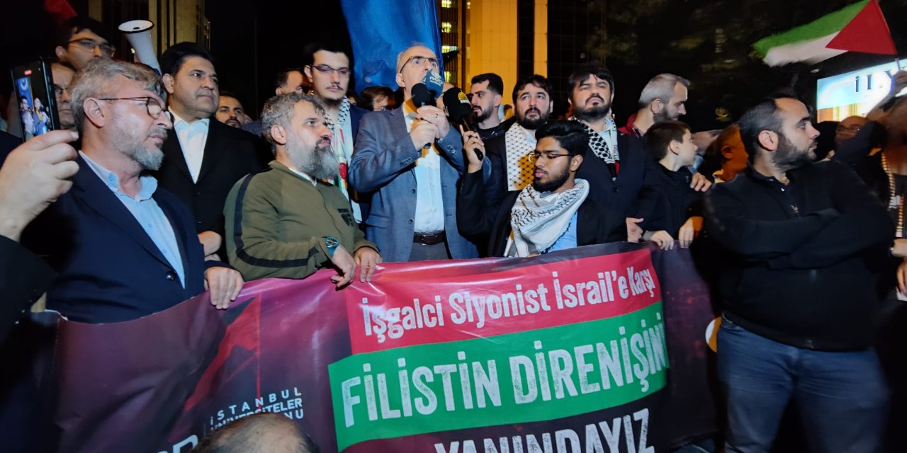İsrail'in Gazzeye Yönelik Yoğun Saldırıları, İstanbul'da İsrail Başkonsolosluğu Önünde Protesto Edildi