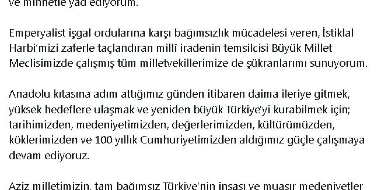 Tbmm Başkanı Kurtulmuş'tan, 'Cumhuriyet Bayramı' Mesajı