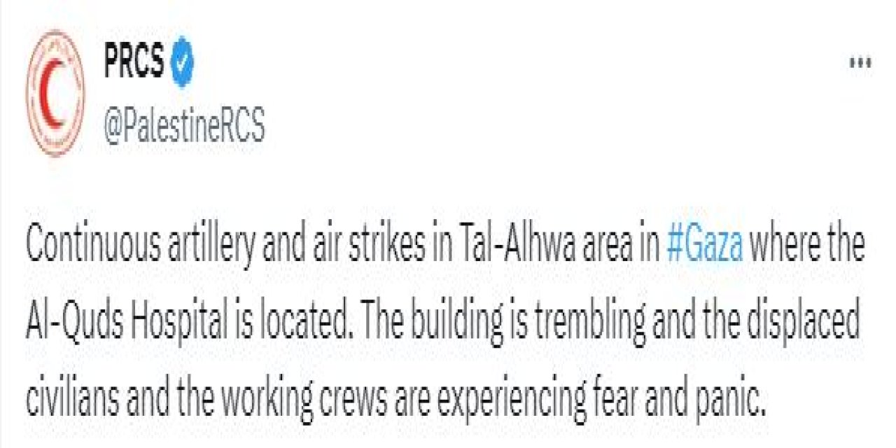 Filistin Kızılayı: Al-quds Hastanesinde Korku Ve Panik İçindeyiz