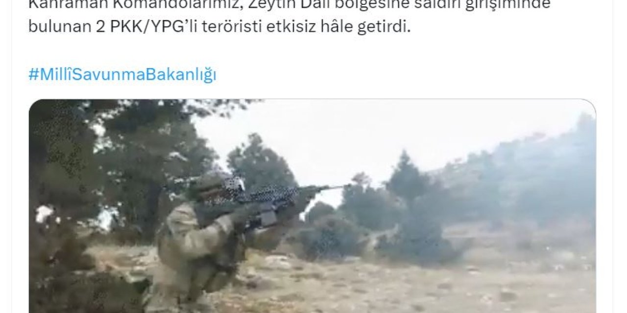 Msb: 2 Terörist Etkisiz Hale Getirildi